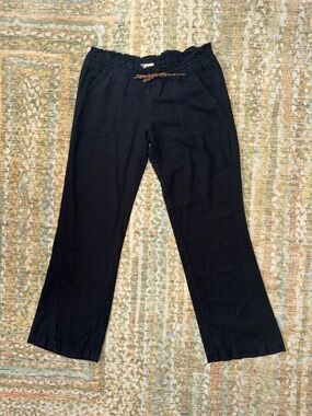 Roxy Black Wide-Leg Drawstring Pants with Asymmetrical Side Seam size M